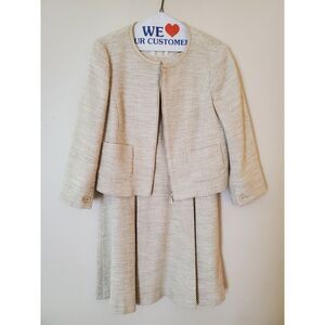 Trussardi Jeans Cotton Leather Tweed Dress and Jacket Corpcore, Size 42 (M)